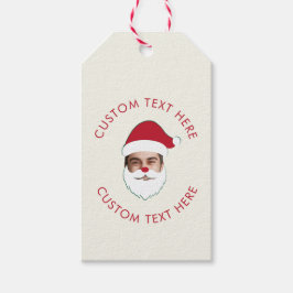 Grappig Aangepaste Gezicht Swap Kerstman Kerstteks Cadeaulabel