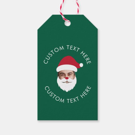 Grappig Aangepaste Gezicht Swap Kerstman Kerstteks Cadeaulabel (Voorkant)