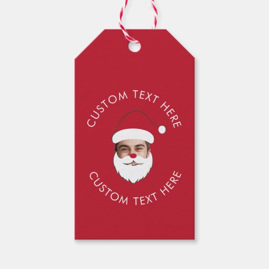 Grappig Aangepaste Gezicht Swap Kerstman Kerstteks Cadeaulabel (Voorkant)