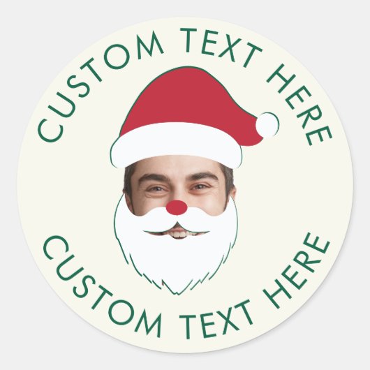 Grappig Aangepaste Gezicht Swap Kerstman Kerstteks Ronde Sticker (Voorkant)