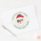 Grappig Aangepaste Gezicht Swap Kerstman Kerstteks Ronde Sticker (Envelop)