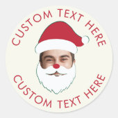 Grappig Aangepaste Gezicht Swap Kerstman Kerstteks Ronde Sticker (Voorkant)