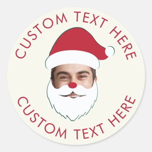 Grappig Aangepaste Gezicht Swap Kerstman Kerstteks Ronde Sticker (Voorkant)