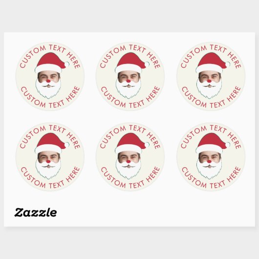 Grappig Aangepaste Gezicht Swap Kerstman Kerstteks Ronde Sticker (Vel)