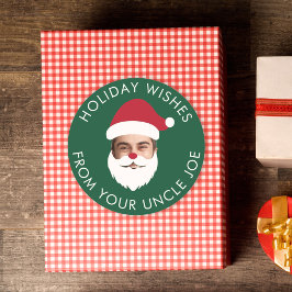 Grappig Aangepaste Gezicht Swap Kerstman Kerstteks Ronde Sticker