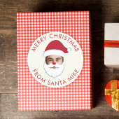 Grappig Aangepaste Gezicht Swap Kerstman Kerstteks Ronde Sticker