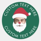 Grappig Aangepaste Gezicht Swap Kerstman Kerstteks Ronde Sticker (Voorkant)