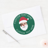 Grappig Aangepaste Gezicht Swap Kerstman Kerstteks Ronde Sticker (Envelop)