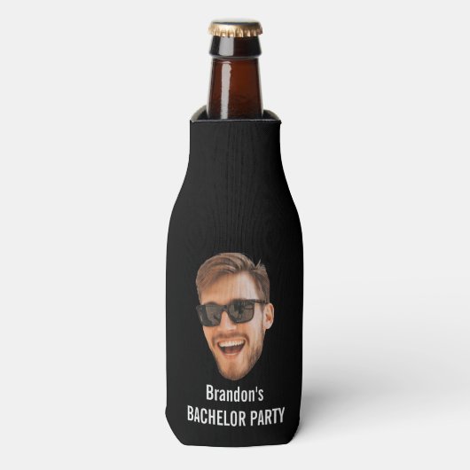 Grappig Aangepaste Gezicht Uitsnede Foto Bachelor Flesjeskoeler (Fles Voorkant)