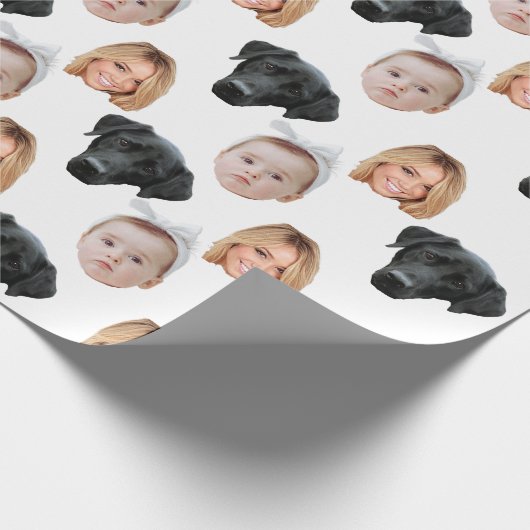 Grappig Aangepaste Gezichtsfoto Familie Gezicht 3  Cadeaupapier (Hoek)