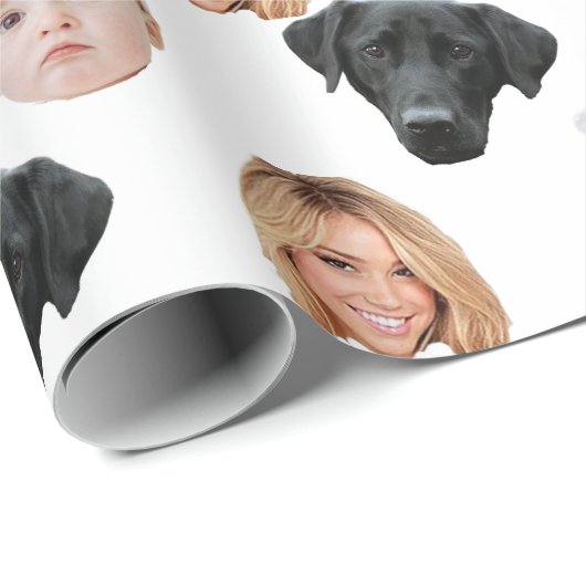 Grappig Aangepaste Gezichtsfoto Familie Gezicht 3  Cadeaupapier (Rol Hoek)