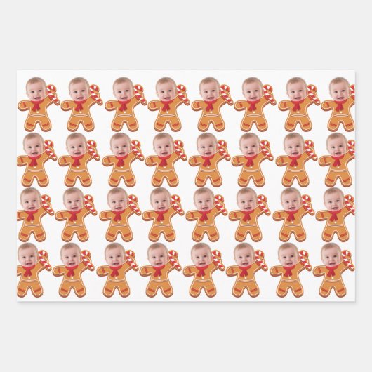 Grappig Aangepaste Gezichtsfoto Gingerbread baby Inpakpapier Vel (Voorkant 2)