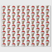 Grappig Aangepaste Gezichtsfoto Kerstman Hoed Kers Cadeaupapier (Vlak)