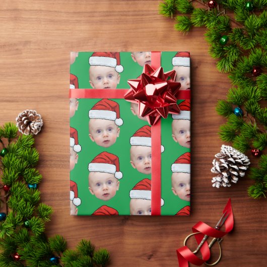 Grappig Aangepaste Gezichtsfoto Santa Hat Christma Cadeaupapier (Feestdagen Geschenken)