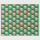 Grappig Aangepaste Gezichtsfoto Santa Hat Christma Cadeaupapier (Vlak)