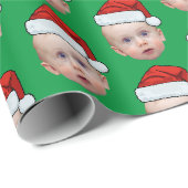Grappig Aangepaste Gezichtsfoto Santa Hat Christma Cadeaupapier (Rol Hoek)