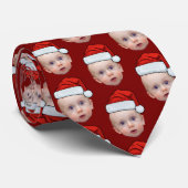 Grappig Aangepaste Gezichtsfoto Santa Head Christm Stropdas (Opgerold)