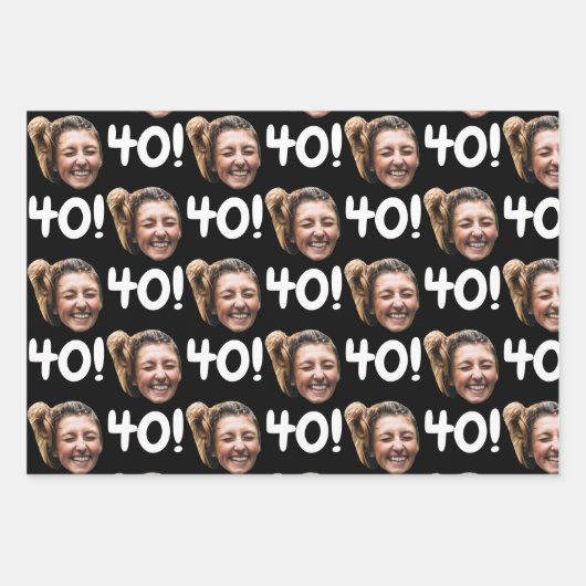 Grappig Aangepaste Gezichtsfoto Verjaardag Leeftij Inpakpapier Vel (Voorkant 3)