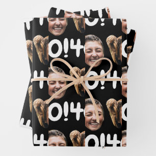 Grappig Aangepaste Gezichtsfoto Verjaardag Leeftij Inpakpapier Vel
