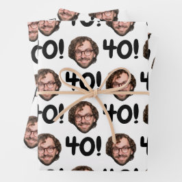 Grappig Aangepaste Gezichtsfoto Verjaardag Leeftij Inpakpapier Vel