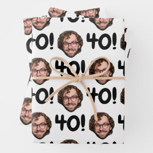 Grappig Aangepaste Gezichtsfoto Verjaardag Leeftij Inpakpapier Vel