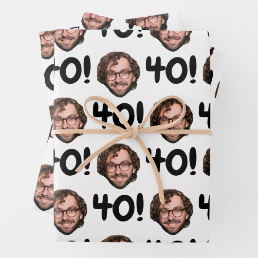 Grappig Aangepaste Gezichtsfoto Verjaardag Leeftij Inpakpapier Vel (In situ)