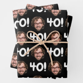 Grappig Aangepaste Gezichtsfoto Verjaardag Leeftij Inpakpapier Vel