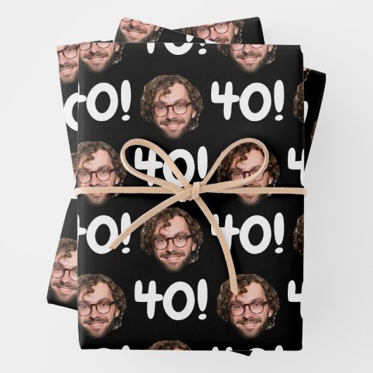 Grappig Aangepaste Gezichtsfoto Verjaardag Leeftij Inpakpapier Vel (In situ)