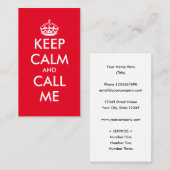 Grappig aangepaste Keep Calm visitekaartsjabloon Visitekaartje (Voorkant / Achterkant)