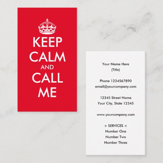Grappig aangepaste Keep Calm visitekaartsjabloon Visitekaartje (Voorkant / Achterkant)
