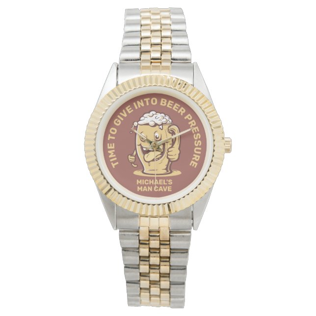 Grappig aangepaste tekst bier horloge (Voorkant)