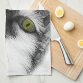 Grappig, aanpasbare kat theedoek (Quarter Fold)
