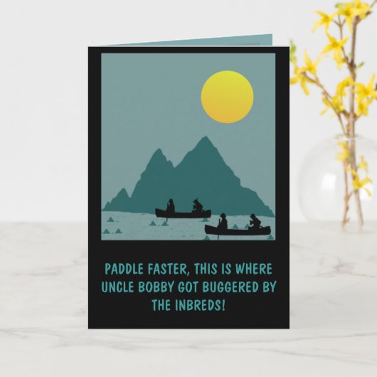 Grappig, aanstootgevend Deliverance thema Verjaard Kaart (Gele Bloem)