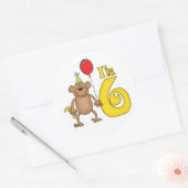 Grappig Aap 6e Verjaardag Ronde Sticker (Envelop)