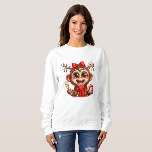 Grappig Aap Kerst Sweatshirt (Voorkant volledig)