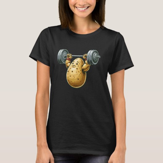 Grappig Aardappel Gewichtheffen Kunstwerk Grappig  T-shirt (Voorkant)