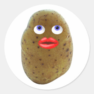 Grappig aardappel schattig karakter met blauwe oge ronde sticker