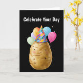 Grappig Aardappelverjaardagscadeau met Party Pet Kaart (Gele Bloem)