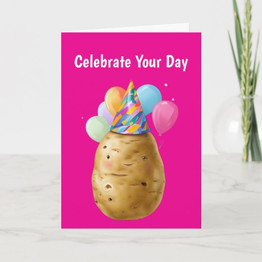 Grappig Aardappelverjaardagscadeau met Party Pet Kaart (Voorkant)