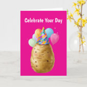 Grappig Aardappelverjaardagscadeau met Party Pet Kaart (Gele Bloem)