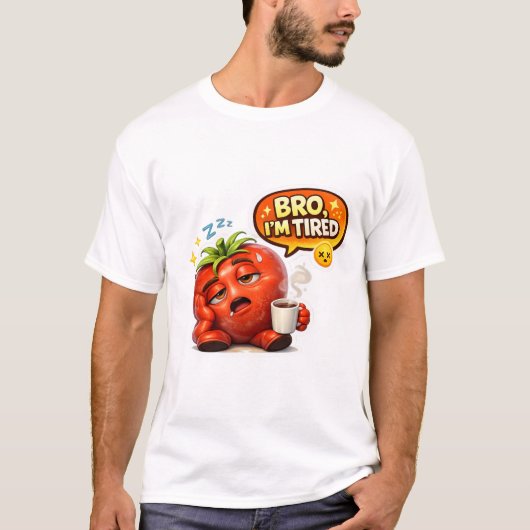 Grappig aardbei "Bro ik ben moe" grafisch T-shirt (Voorkant)