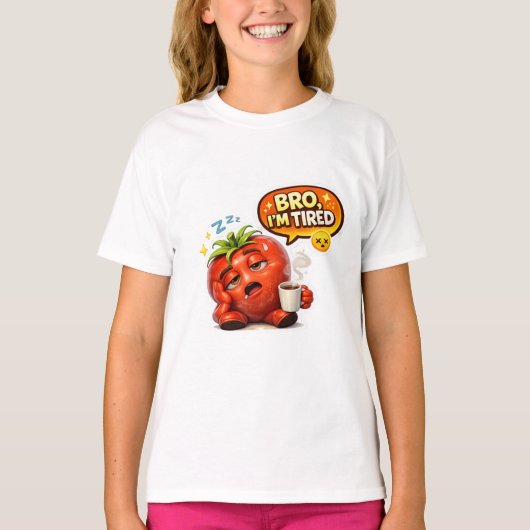 Grappig aardbei "Bro ik ben moe" grafisch T-shirt (Voorkant)