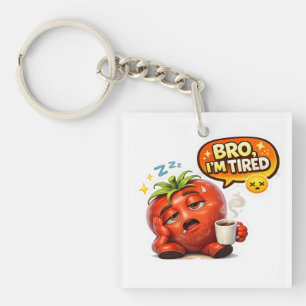 Grappig aardbei "Bro ik ben moe" grafisch T-shirt Sleutelhanger