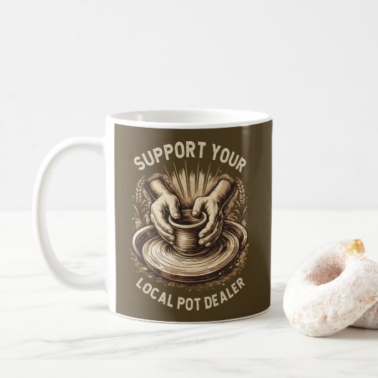 Grappig aardewerk steun je lokale pot verkoper kun koffiemok (Met donut)