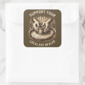 Grappig aardewerk steun je lokale pot verkoper kun vierkante sticker (Tas)