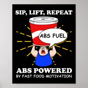 Grappig ABS Oefening Fast Food Gym Workout Bodybui Poster