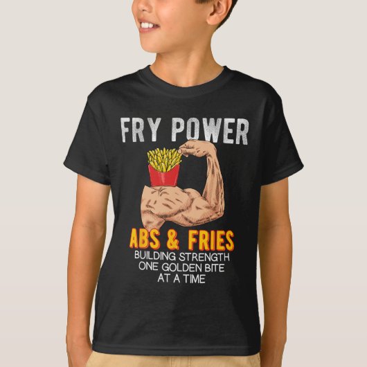 Grappig ABS Oefening French Fries Spieropbouw Bo T-shirt (Voorkant)