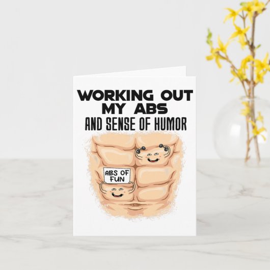 Grappig ABS Oefening Spier Bouw Bodybuilding Kaart (Gele Bloem)