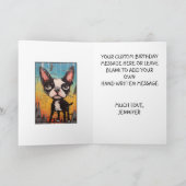 Grappig Abstract Boston Terrier Happy Birthday Naa Kaart (Binnen)