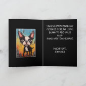 Grappig Abstract Boston Terrier Happy Birthday Naa Kaart (Binnen)